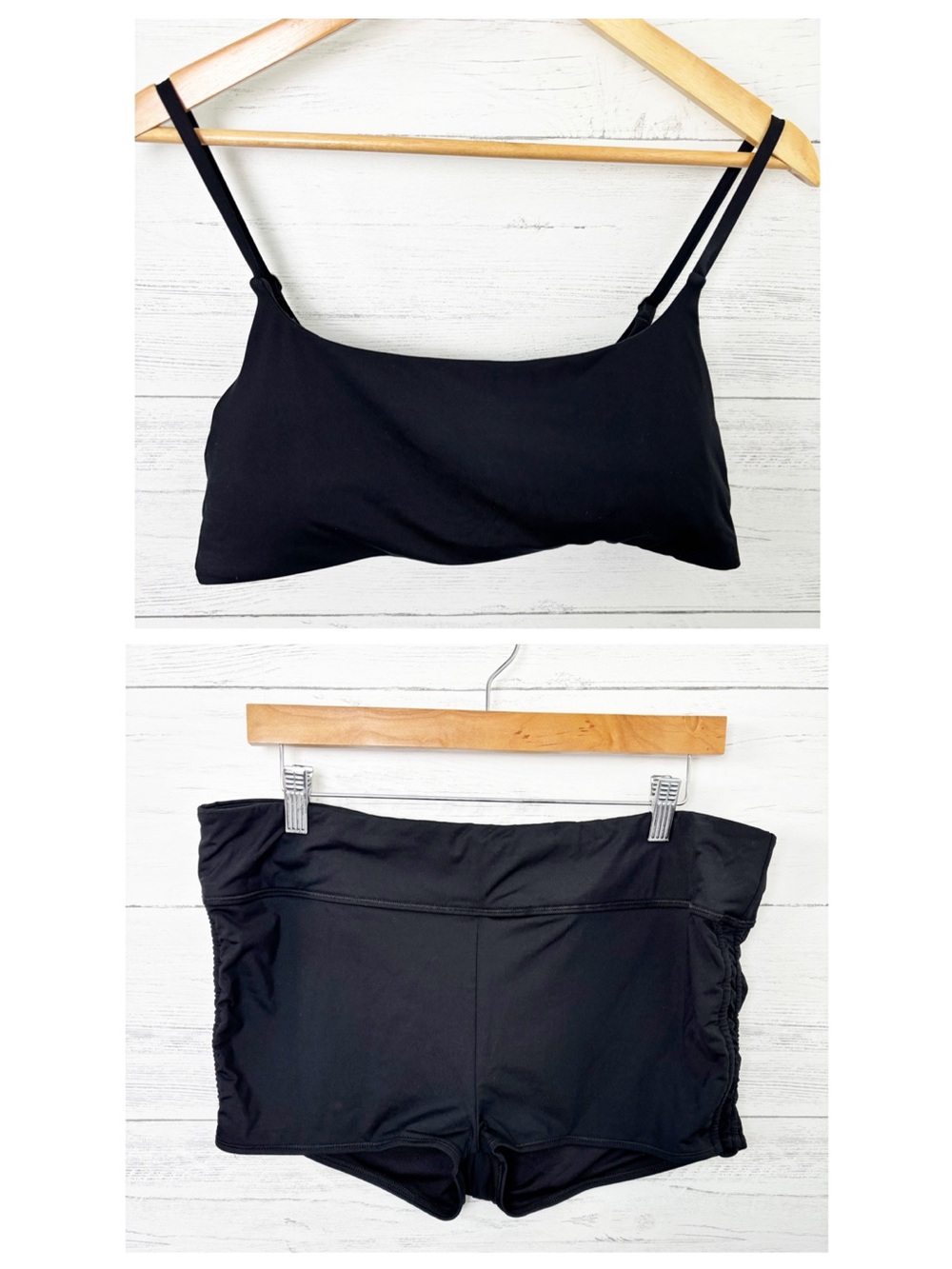 Athleta 2 Piece Swimsuit Scoop Neck Bikini Top and Boyshort Bottom XL